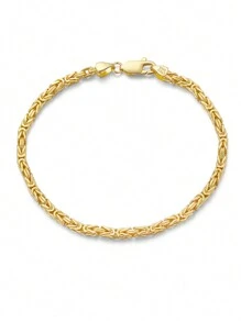 1個正品925純銀18k鍍金鍊式手鐲,獨特拜占庭設計,極致奢華女士生日聚會周年慶禮物