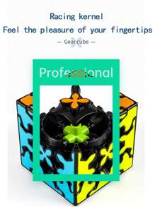 One Gear 3x3 Puzzle Cube, Asymmetric Shape, Creative 3d Smooth Puzzle Game - Black and White - View 3