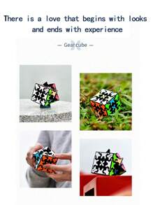 One Gear 3x3 Puzzle Cube, Asymmetric Shape, Creative 3d Smooth Puzzle Game - Black and White - View 1