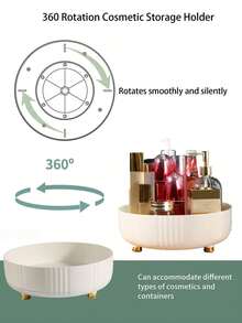 1pc Rotating Cosmetic Organizer, Multifunctional Storage Rack For Spices, Sauces, And Seasonings On Kitchen Countertop Or Home Use - White - View 5