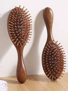 1把天然乌木按摩梳，适用于女士长发，经络梳，家用美发梳，梳子，美发工具，美发产品及配件，适用于理发店、美容院、返校季、旅行度假必备，女士美发配件，梳子，解结梳，球形梳，迷你美发梳套装，木梳，发刷，卷发梳，美发设备，发型，美发，梳子，梳子套装，梳子，卷发梳，解结梳，女士梳子，理发师，理发配件，理发店，美发设备 - 棕色 - 查看 2