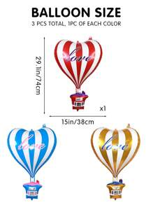 3入組愛心條紋熱氣球,婚禮情人節派對裝飾氣球 - 條紋LOVE熱氣球 - 查看 2