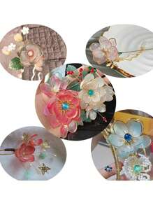 30pcs Acrylic Transparent Frosted Gradient Gold Edge Petal Lotus Petal DIY Hairpin Accessory Material