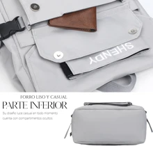 Shendy Vendy Mochila de gran capacidad Multifuncional, duradera, ligera e impermeable, Mochila moderna escolar - Gris Claro - Ver 4