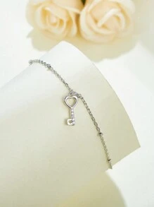1pc 925 Sterling Silver Key Shaped Beaded Bracelet - key - View 4