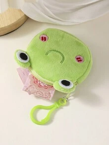 1 Pieza Monedero De Peluche Llavero Con Diseño De Rana Hembra Colorido Para Regalo Feliz Y Festivo - Verde - Ver 2