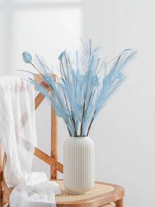 1Pc/3Pcs/5Pcs  Artificial Plant  Artificial Flower Eucalyptus Leaf And Pampas Reed Decoration - Blue - View 1