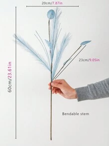 1Pc/3Pcs/5Pcs  Artificial Plant  Artificial Flower Eucalyptus Leaf And Pampas Reed Decoration - Blue - View 2