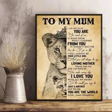 1 件勵志帆布畫,獅子畫帆布牆壁藝術,獻給我的媽媽,因為你太沒有我了,藝術品壁畫適合浴室臥室辦公室客廳家居牆壁裝飾,無框 - 彩色 - 查看 1