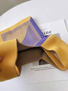 Simple Lightweight Square Bag, Cute Portable Coin Purse, Fashionable Geometric Pattern Handbag, Soft Tote Bag, Cosmetic Organizer Bag For Commute - Yellow - View 4