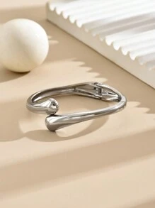 A Multicolor Double-Headed Teardrop-Shaped Symmetrical Fashion Bracelet, High-End Intellectual Sweet Minimalist European And American Style, Simple And Elegant, High-End Feeling Overlapping Retro And Personal Light Luxury Elegant, Stylish And Sophisticated Lady, Fashionable Graceful Elegance, Suitable For Daily Commuting, Friend Gathering - Silver - View 4