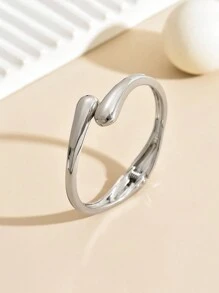 A Multicolor Double-Headed Teardrop-Shaped Symmetrical Fashion Bracelet, High-End Intellectual Sweet Minimalist European And American Style, Simple And Elegant, High-End Feeling Overlapping Retro And Personal Light Luxury Elegant, Stylish And Sophisticated Lady, Fashionable Graceful Elegance, Suitable For Daily Commuting, Friend Gathering - Silver - View 3