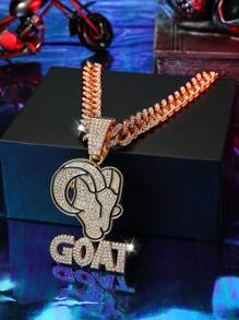 1 件男女通用朋克嘻哈滴油黑蓝山羊头项链，山羊吊坠，情侣款，礼物珠宝 - GOAT - 查看 7