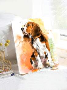 1 幅 40*50 公分易畫動物狗主題數位油畫 - 亮橙色 - 查看 3