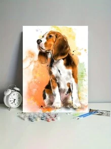 1 幅 40*50 公分易畫動物狗主題數位油畫 - 亮橙色 - 查看 1