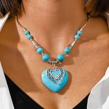 1pc Vintage Turquoise Butterfly Pendant Necklace European & American Style Bohemian Jewelry For Women And Girls - NA10403 - View 9