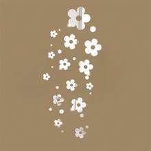 1套/14入組銀色花形三維鏡面牆貼,餐廳走廊樓梯裝飾鏡面貼紙,家居用品 - 銀色 - 查看 6