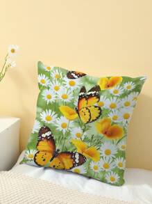 1pc Butterfly Pattern Printed Cushion Cover, Modern Pillow Case, Single-Sided Printing, Sofa Use, Home Decorative Pillow Case (Pillow Core Not Included)