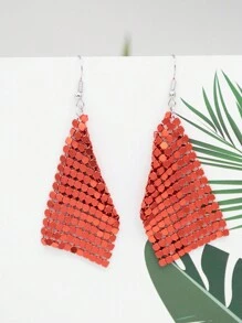 Fashionable Tassel Square Sequin Earrings Exaggerated Drop Earrings Wedding Costume Party Accessories Ladies Valentine'S Day Birthday Gift - Red - View 5