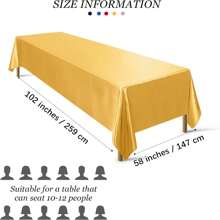 Party Tablecloth Satin Tablecloth Bright Silk Tablecloth Rectangular Tablecloth Smooth Fabric Suitable For Wedding Banquet Party Activities, Birthday Celebrations Table Decoration 1pc - Gold - View 2