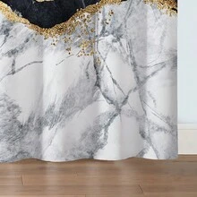 2pcs Multicolor Marble Pattern Printed Window Curtains With Rod Pocket For Home Decor - Bedroom, Office, Kitchen, Living Room And Study Room - Multicolor - View 5