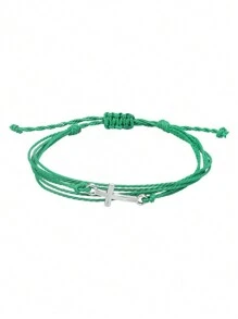 1 件防水蜡绳编织手链/情侣/友谊手链/沙滩冲浪珠宝 - 綠色 - 查看 1