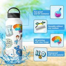 50pcs Experimental Equipment Stickers, Physical And Chemical Equipment Cartoon Stickers, Pharmacists, Chemical Equations, Personalized Stickers - Multicolor - View 5