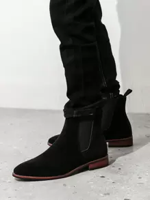 Men's Chelsea Boots High Top British Style Suede Comfortable Slip-On Shoes