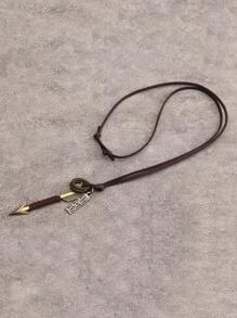 1 pieza Collar con colgante de punta de flecha de aleación y con cuerda trenzada para hombres, regalo del Día de San Valentín - Estilo de flecha - Ver 4