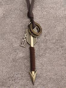 1 pieza Collar con colgante de punta de flecha de aleación y con cuerda trenzada para hombres, regalo del Día de San Valentín - Estilo de flecha - Ver 1