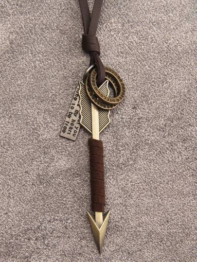 1 pieza Collar con colgante de punta de flecha de aleación y con cuerda trenzada para hombres, regalo del Día de San Valentín