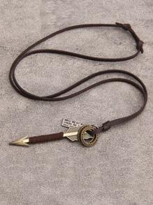 1 pieza Collar con colgante de punta de flecha de aleación y con cuerda trenzada para hombres, regalo del Día de San Valentín - Estilo de flecha - Ver 3