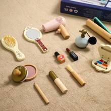 女孩化妝遊戲玩具組,天然木材材質配上收納袋,假扮美妝工具套裝 - 彩色 - 查看 4