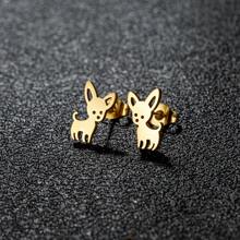 1對新款吉娃娃女士耳環,可愛狗狗釘耳環,愛寵物珠寶動物耳環派對禮物兒童首飾 - 黑色 - 查看 6
