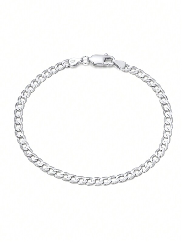 ORSA JEWELS 1 PC Genuine 925 Sterling Silver Chain Bracelet Unique Diamond-Cut Link Chain Design Gorgeous Jewelry Best Gift For Anniversary Day