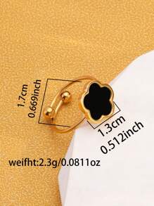 1pc Minimalist Personalized Jewelry Stainless Steel 18k Gold Plated Clover Decorated Open Ring Valentines,Mom,Mother,Mother's Day,Gift - Five Leaf Clover Ring - View 15