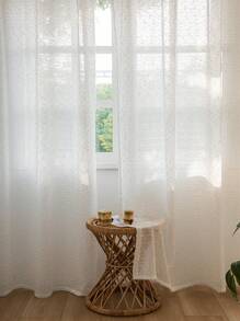 1pc White Wave Pattern Sheer Curtain, Modern Style Polyester Fiber Home Decoration, Suitable For Living Room And Bedroom - White - View 9