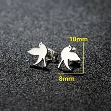 1Pair Stainless Steel Swallow Small Earring Little Bird Jewelry Hummingbird  Studs Animal Jewelry - Gold - View 4