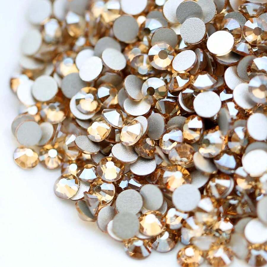 1440PCS Colorful Non Hotfix Rhinestones Crystal Flatback Glass Nail Rhinestones For Crafts Clothes Shoes Bags Garment DIY Decorations - Champagne - View 1