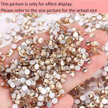 1440PCS Colorful Non Hotfix Rhinestones Crystal Flatback Glass Nail Rhinestones For Crafts Clothes Shoes Bags Garment DIY Decorations - Champagne - View 2