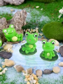 4入組樹脂工藝小青蛙雕像,適用於花園裝飾和模擬 - 綠色 - 查看 2