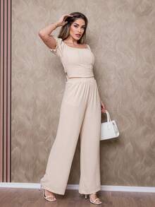 Women Two-Piece Outfits - 米色 - 查看 3
