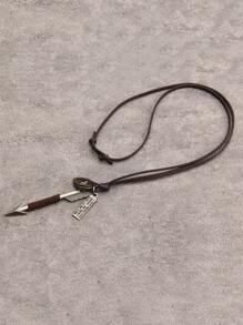 1 pieza Collar con colgante de punta de flecha de aleación y con cuerda trenzada para hombres, regalo del Día de San Valentín - Estilo de flecha - Ver 7