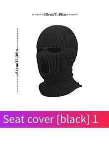1pc Funny Car Seat Headrest Cover With Triangular Eye Holes And Black & White Mannequin Mask Print - Black - View 2
