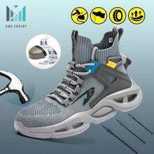 男士氣墊安全工作鞋,高筒,防砸,防刺 - 灰色 - 查看 1