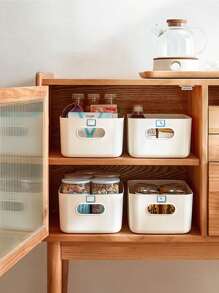 1 件白色桌上型收納箱、家用收納籃化妝品收納盒、桌上型收納盒、飲料/點心收納托盤、化妝品分類盒、廚房收納籃 - 白色 - 查看 5