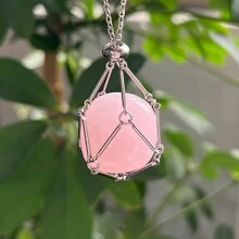 1入天然紫晶簇置於網狀籠子吊墜項鍊 - 白水晶 - 查看 10