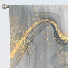2pcs/Set Multi-Color Marble Pattern Printed Rod Pocket Curtains, Suitable For Home Decor - Bedroom, Office, Kitchen, Living Room And Study Room - Multicolor - View 3