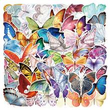 50pcs Cartoon Butterfly Graffiti Stickers Personalized Pattern Cute Graffiti Waterproof Stickers - Apricot - View 2