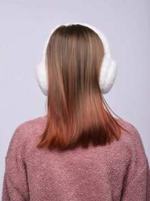 Kids Solid Fluffy Winter Earmuffs - White - View 3